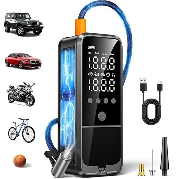 160PSI Portable Tire Inflator Air Compressor with LED Light