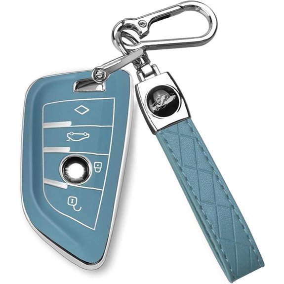 QBUC BMW Key Fob Cover with Leather Keychain