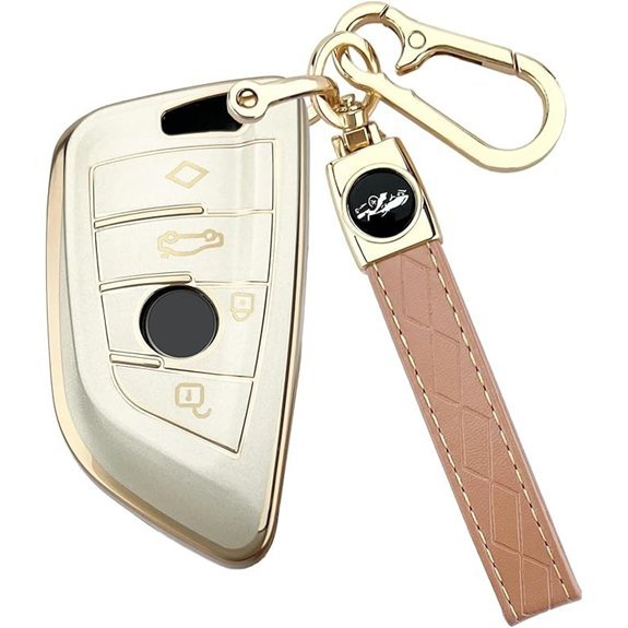 Joouheax BMW Key Fob Cover with Leather Keychain