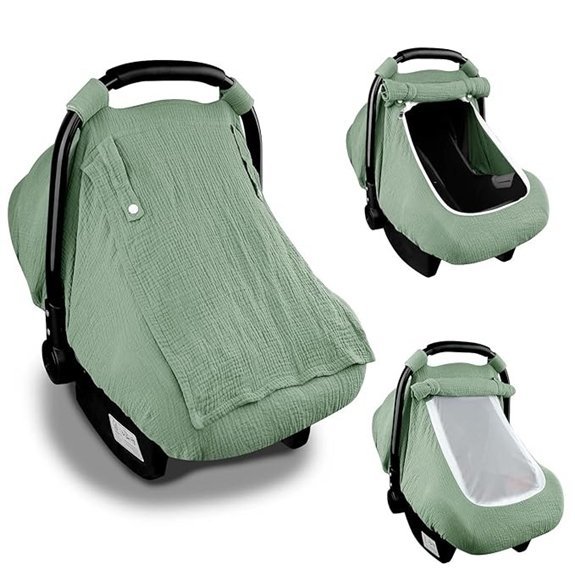 Hooyax Muslin Baby Car Seat Cover with Window