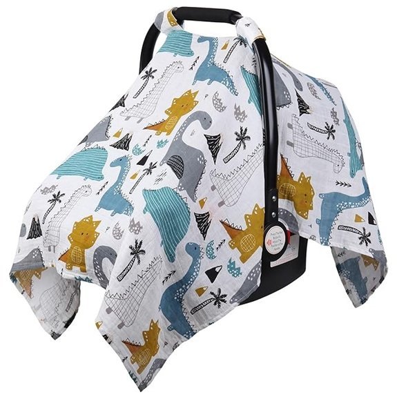 Rquite Muslin Cotton Baby Car Seat Cover