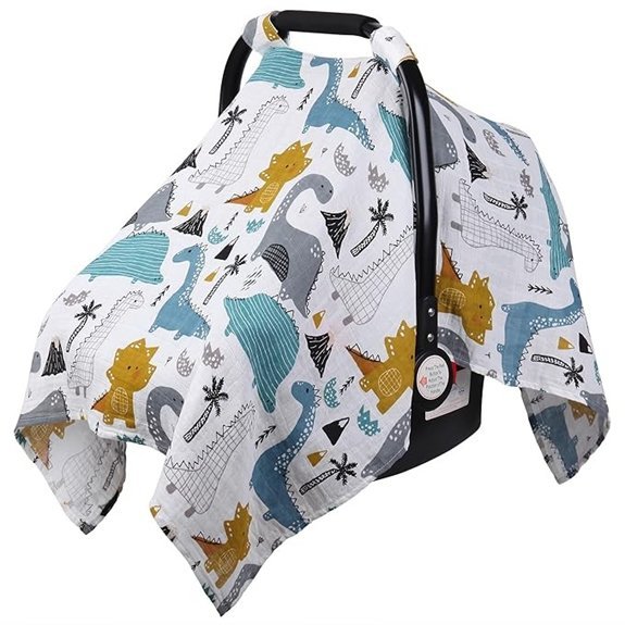 Rquite Muslin Cotton Baby Car Seat Cover