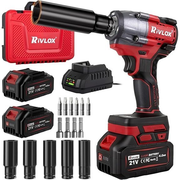Cordless 1/2-Inch Impact Wrench Kit 600N.m 4.0Ah Battery