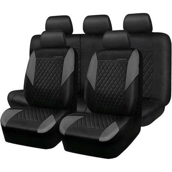 CAR PASS Quilting Leather Seat Covers Full Set