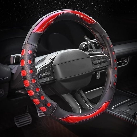 Valleycomfy PU Leather Steering Wheel Cover (Red)