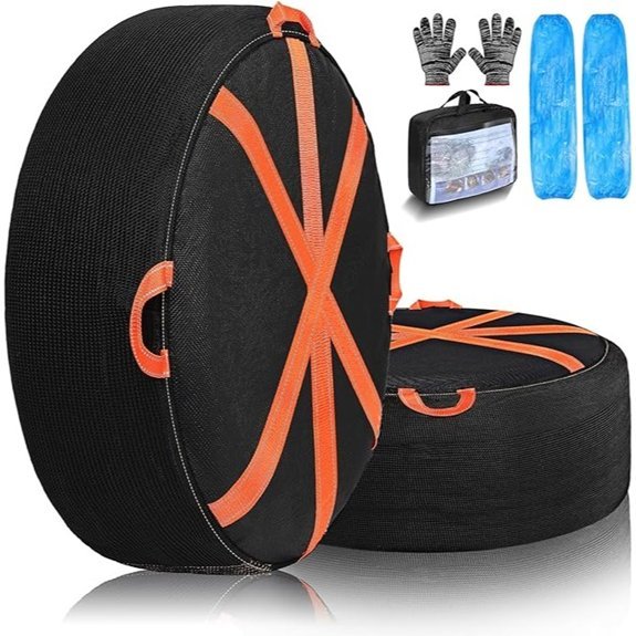 2 Pack Snow Tire Socks with Reflective Strips