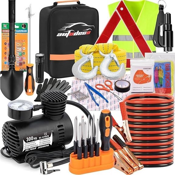 Car Emergency Roadside Assistance Kit with Jumper Cables