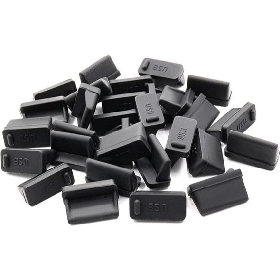 30 Pcs Silicone USB Cap Port Cover Anti Dust Protector for Female End Black