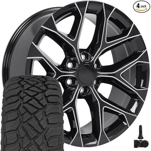 OE Wheels CV98B 22 Inch Silverado Snowflake Rims & Tires