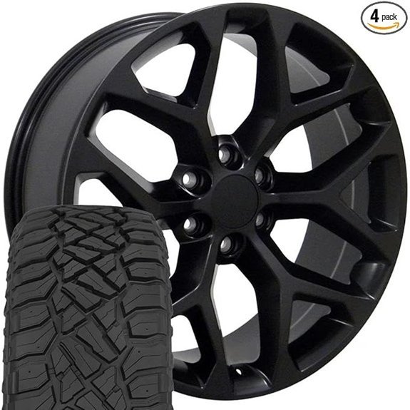 OE Wheels CV98B 22 Inch Silverado Snowflake Rims and Tires
