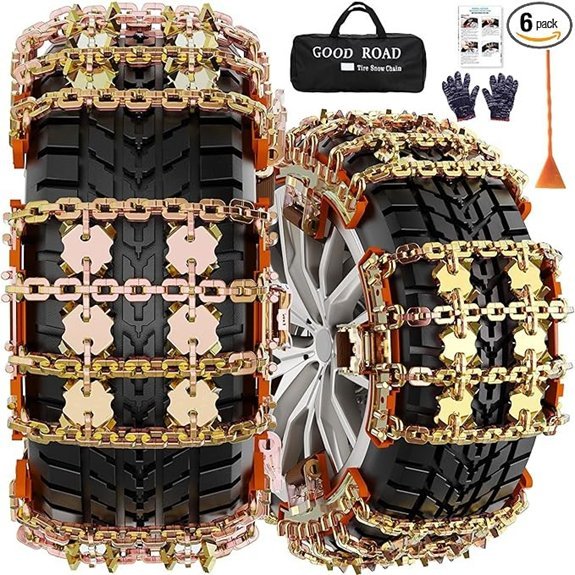 Snow Chains for Cars and SUVs (6 Pack)
