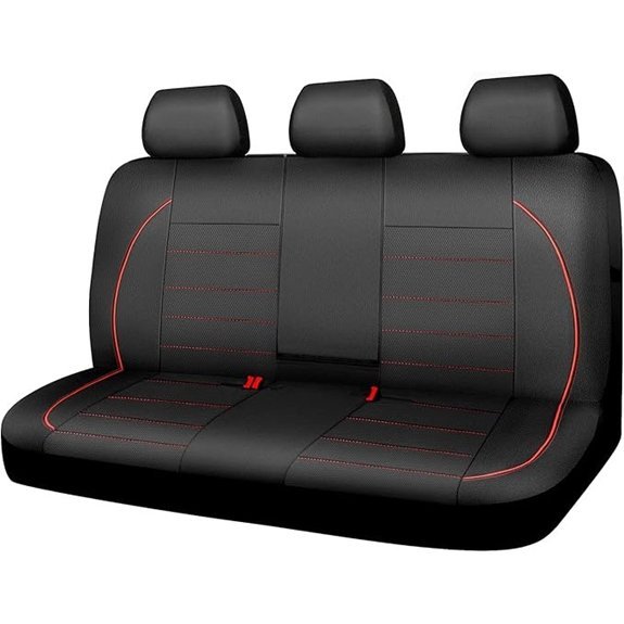 CAR PASS Leather Back Seat Cover (Black/Red)