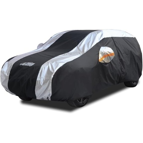 Compact Waterproof SUV Cover with Silver Stripe Design