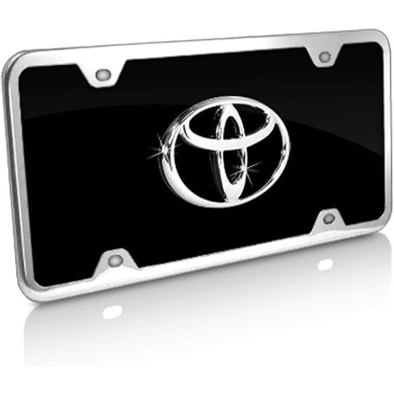 Toyota Logo Black Acrylic License Plate with Chrome Frame Kit