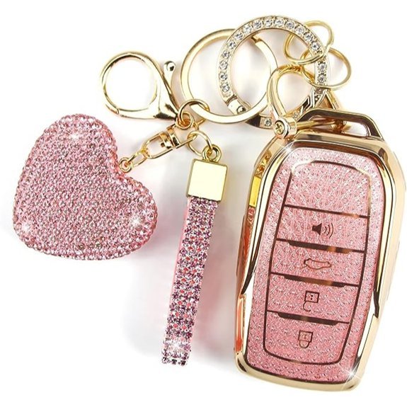 Key Fob Cover with Diamond Keychain for Toyota