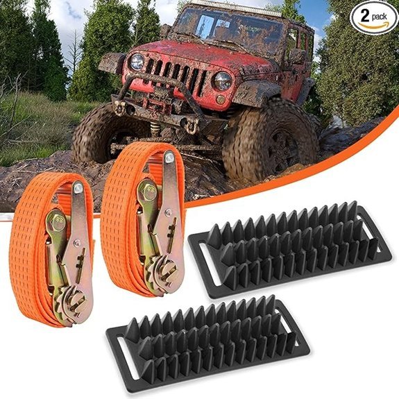 2 Pack Tire Traction Straps for Vehicle Recovery