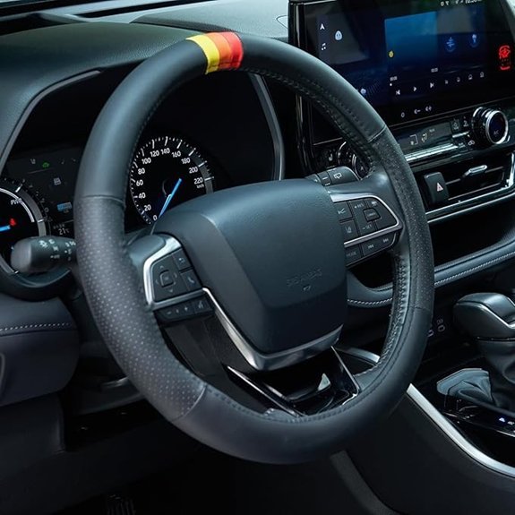Retro Tri-Color Leather Steering Wheel Cover for Toyota